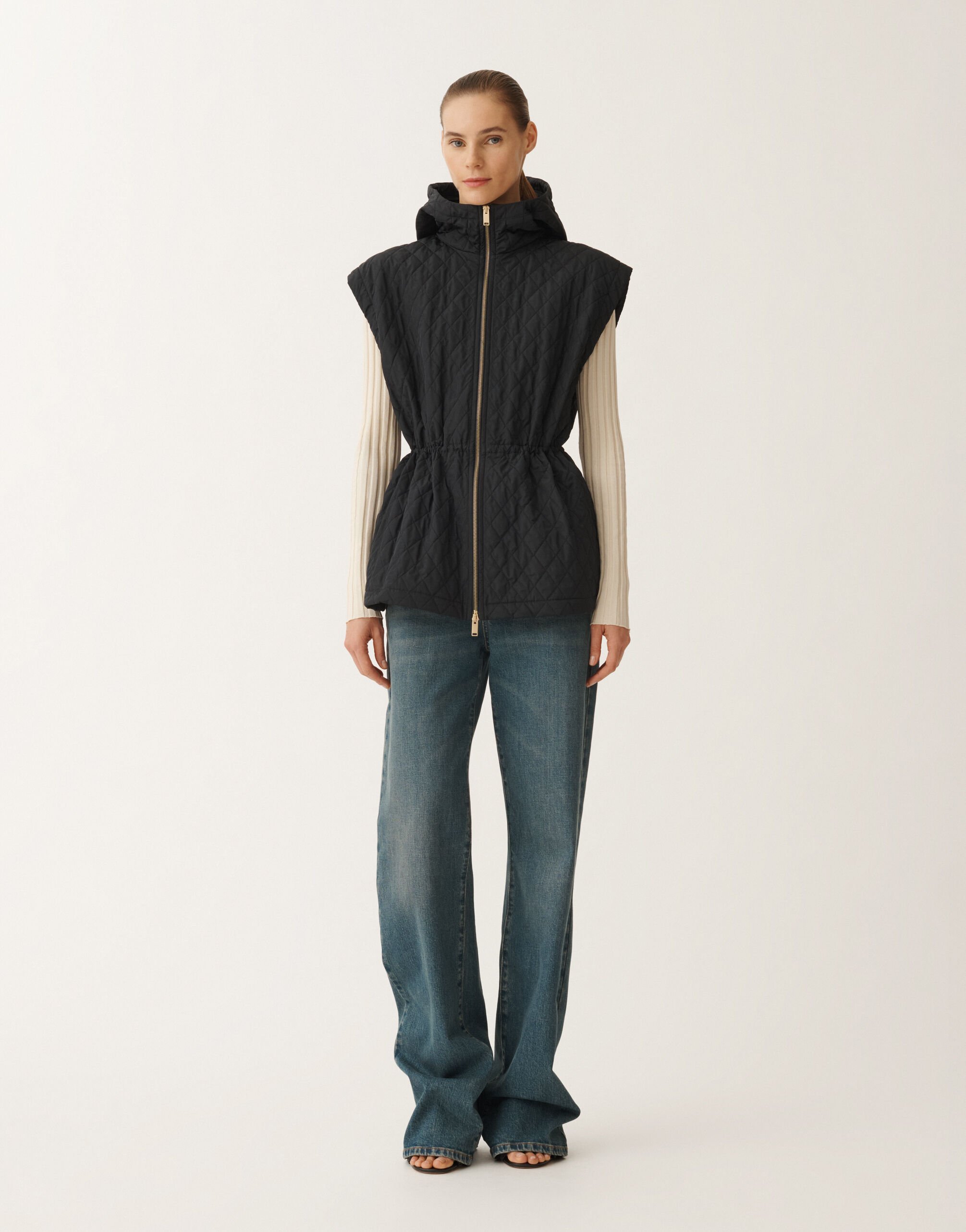 Fabiana Filippi Technical taffeta gilet vanilla, midnight blue BLUE CTD265F244L2970000