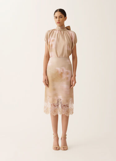 Fabiana Filippi Printed silk twill skirt with lace, memento rosae MEMENTO ROSAE GND276F837M1040000