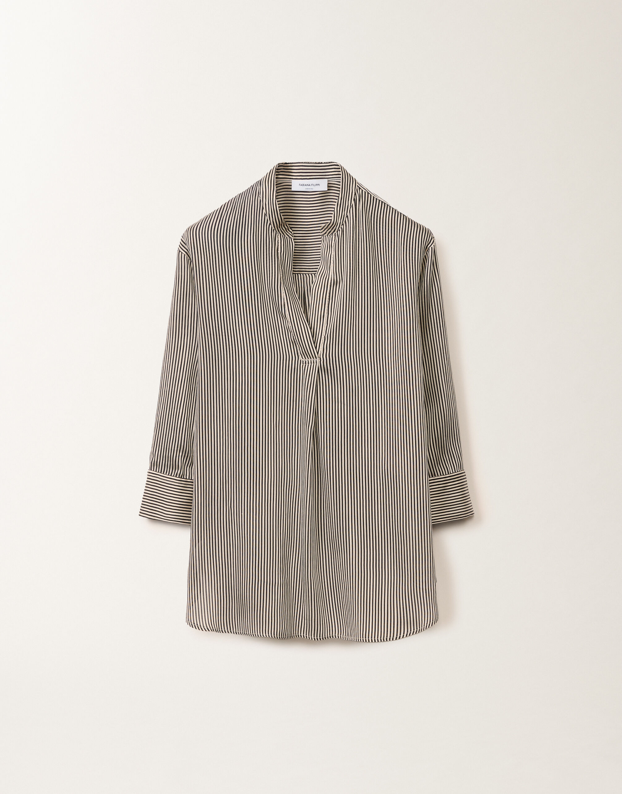 Fabiana Filippi Striped viscose and silk shirt, black and white WHITE/BLACK CADC02F351H8940000
