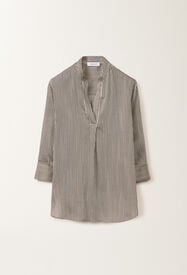 Fabiana Filippi Camicia in viscosa e seta rigata, bianco e nero BIANCO/NERO CADC02F351H8940000