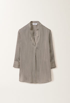 Fabiana Filippi Camicia in viscosa e seta rigata, bianco e nero BIANCO/NERO CADC02F351H8940000