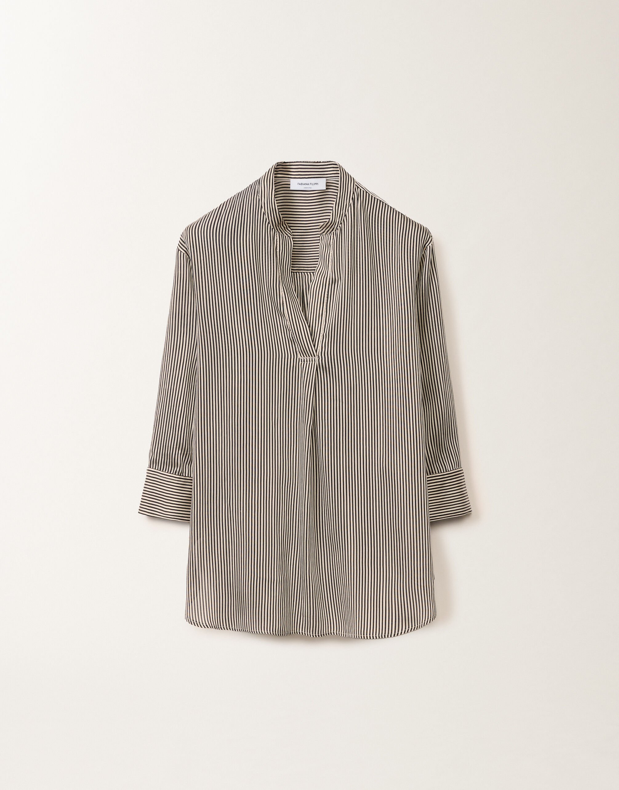 Fabiana Filippi Striped viscose and silk shirt, black and white WHITE/BLACK CADC02F351H8940000