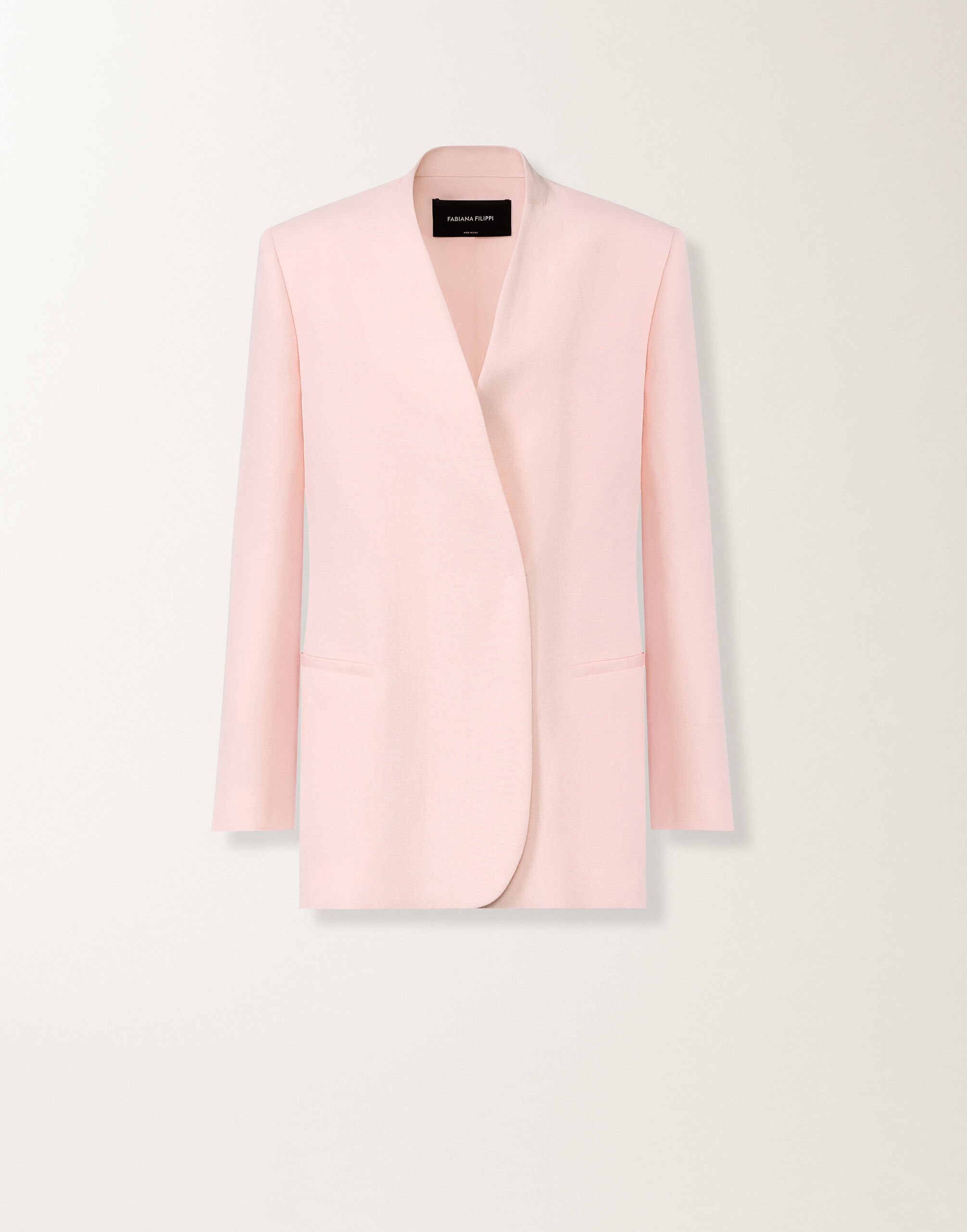 Fabiana Filippi Long jacket in fluid linen and viscose, petal pink PETAL PINK GCD276F661D5440000