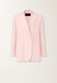 Fabiana Filippi Long jacket in fluid linen and viscose, petal pink PETAL PINK GCD276F661D5440000