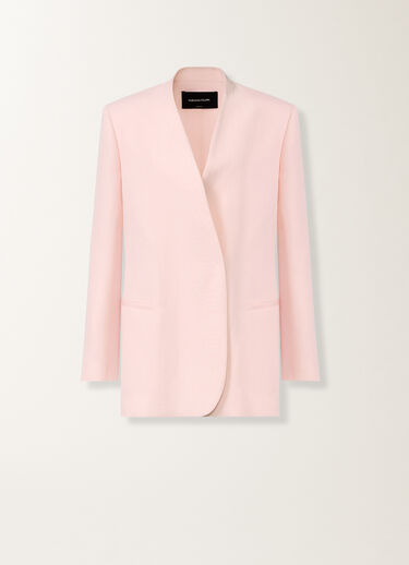 Fabiana Filippi Long jacket in fluid linen and viscose, petal pink PETAL PINK GCD276F661D5440000