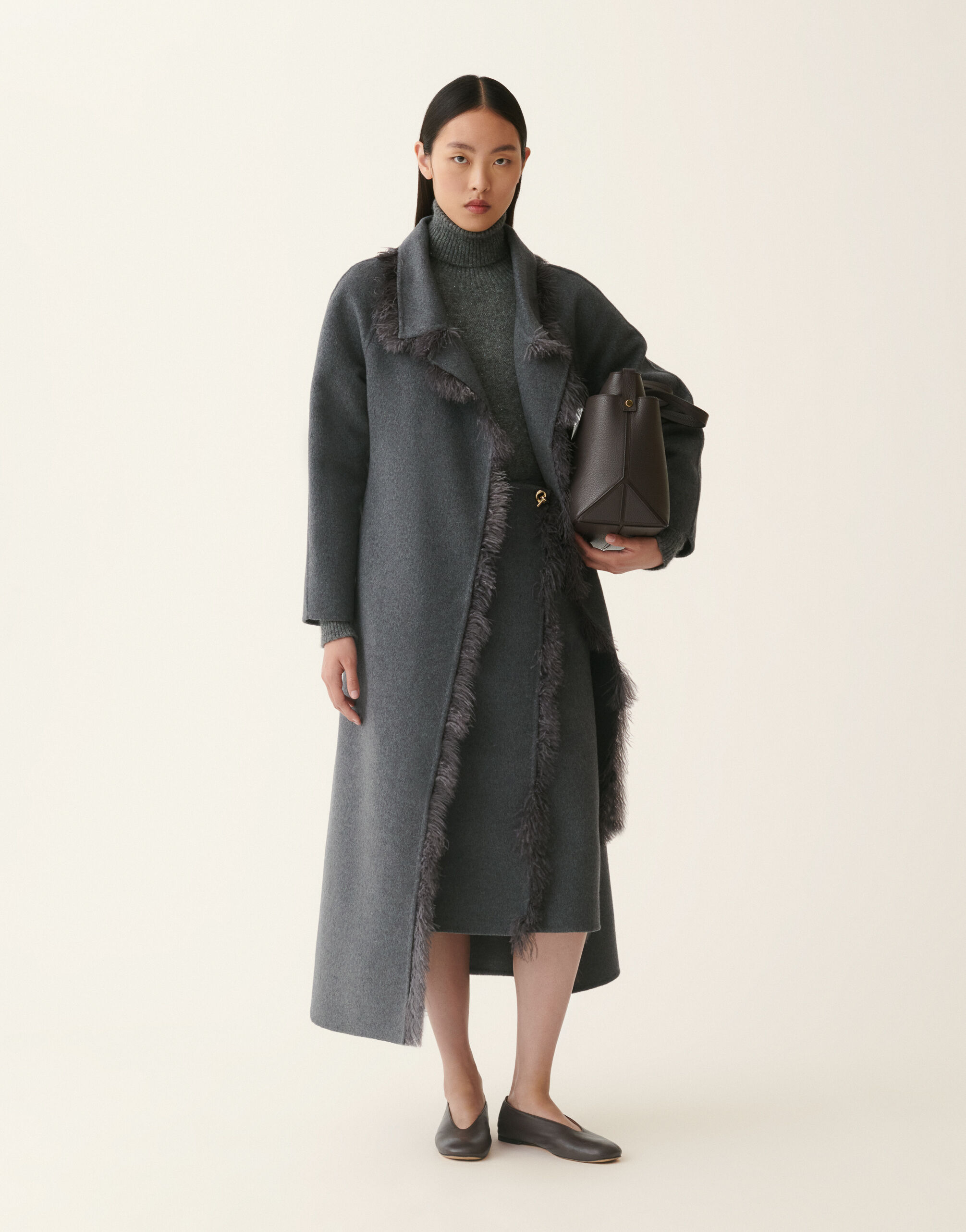 Fabiana Filippi Short wool and cashmere double coat, lead Lead CTD226F206M3840000