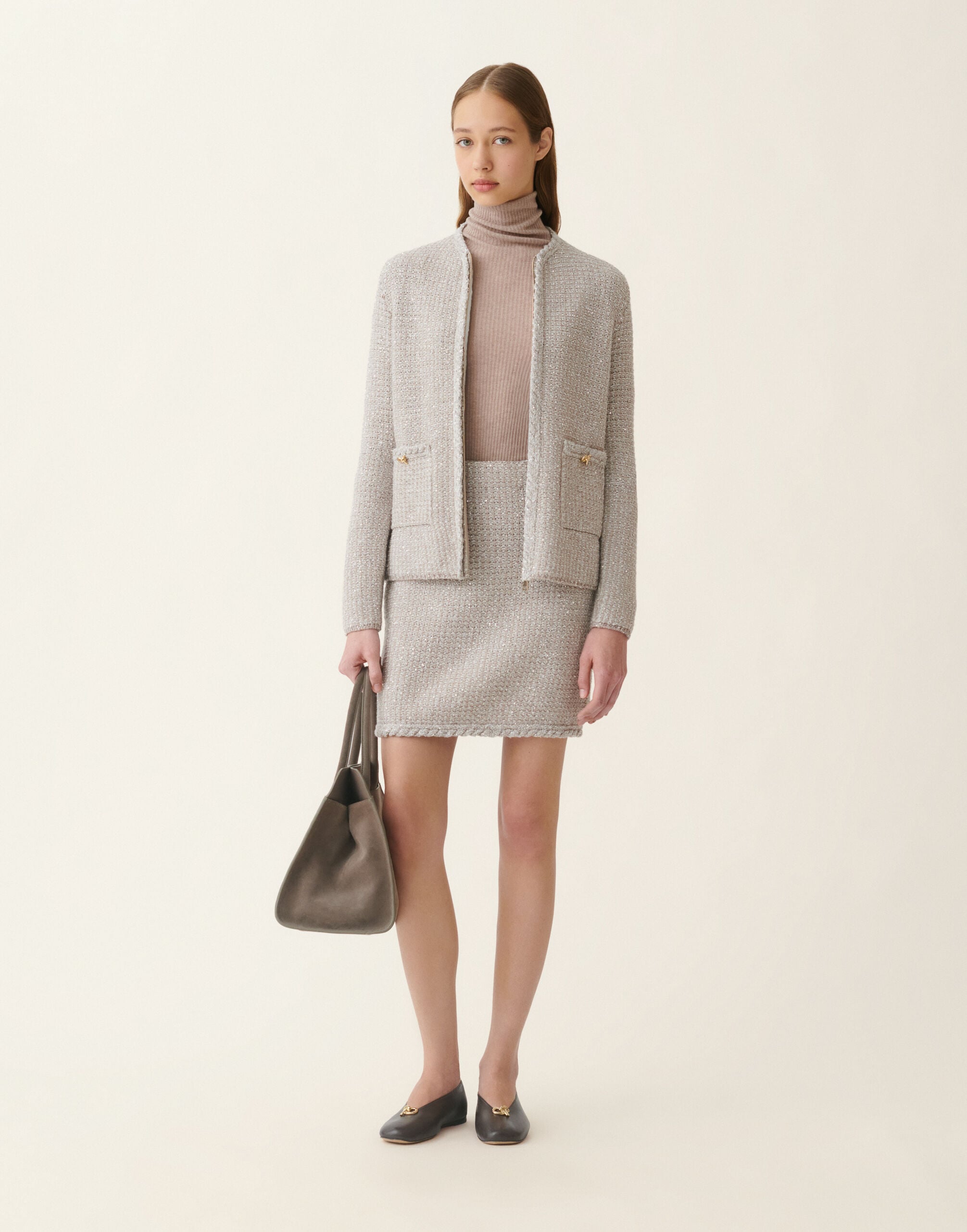 Fabiana Filippi Minigonna in tweed, granito Granito GND216F325M2570000