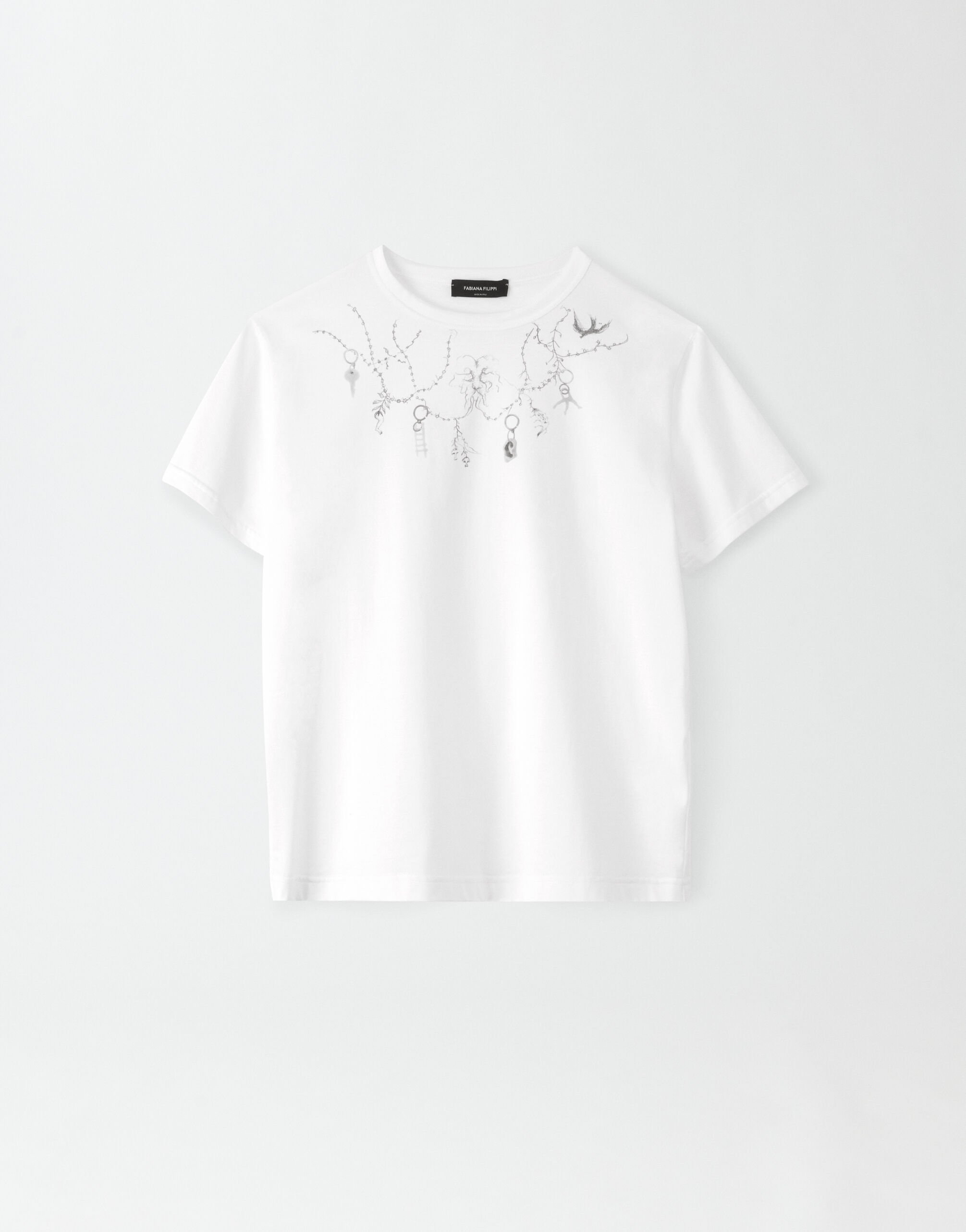 Fabiana Filippi T-shirt stampata in jersey, bianco ABD274F487H4720000