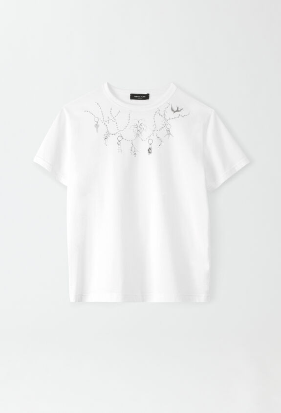 Fabiana Filippi Bedrucktes T-Shirt aus Jersey, Weiß JED274F445H4430000