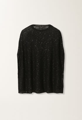 Fabiana Filippi SEQUIN SOFT MOHAIR CREW NECK CAPE BLACK MAD265F038L1610000