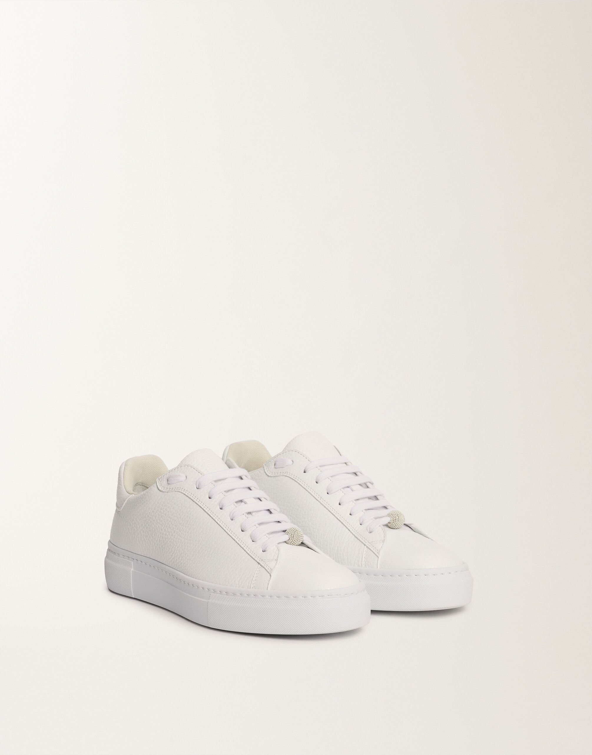 Fabiana Filippi Sneaker aus genarbtem Leder, Weiß Braun ASD215A939L8040000