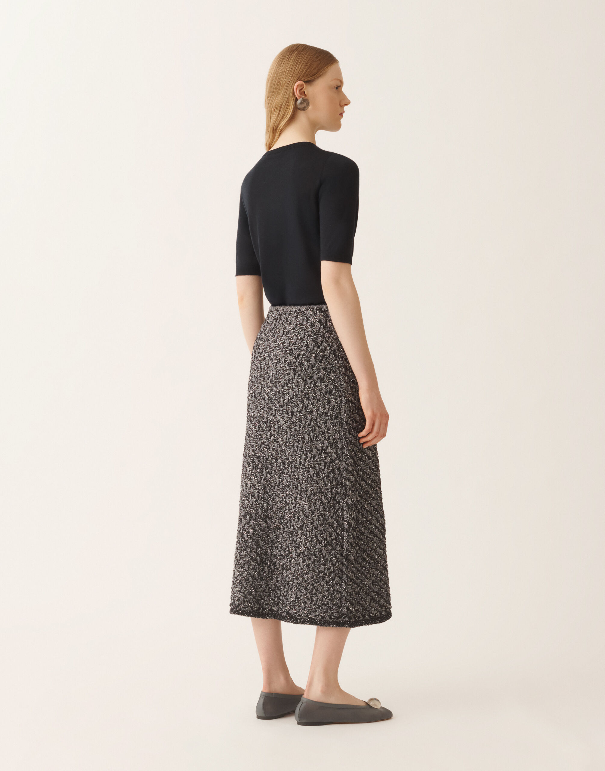 レディースTweed skirt with a denim effect and midnight blue