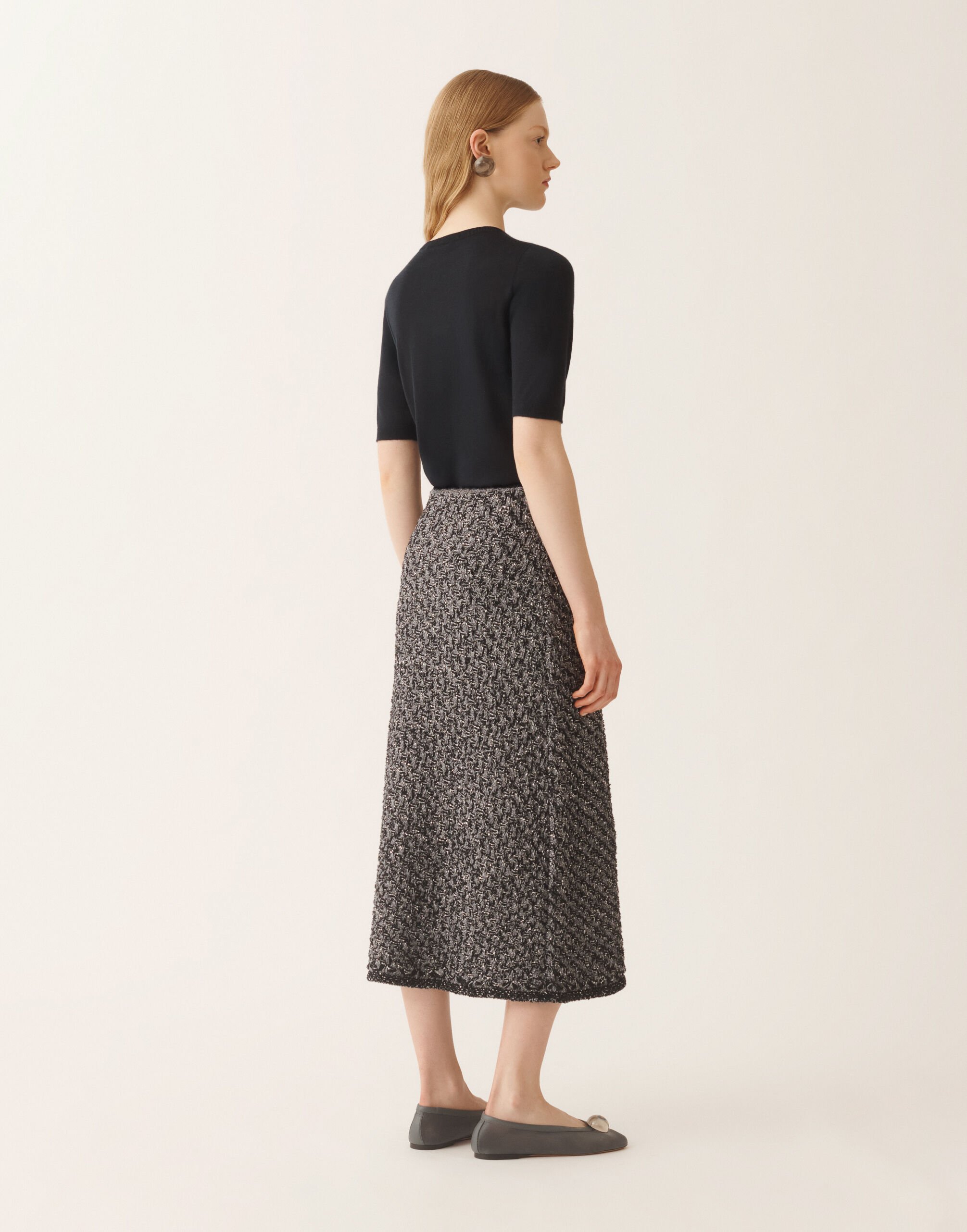 Fabiana Filippi Tweed skirt with a denim effect and midnight blue sequins Blue GND266F388L7410000