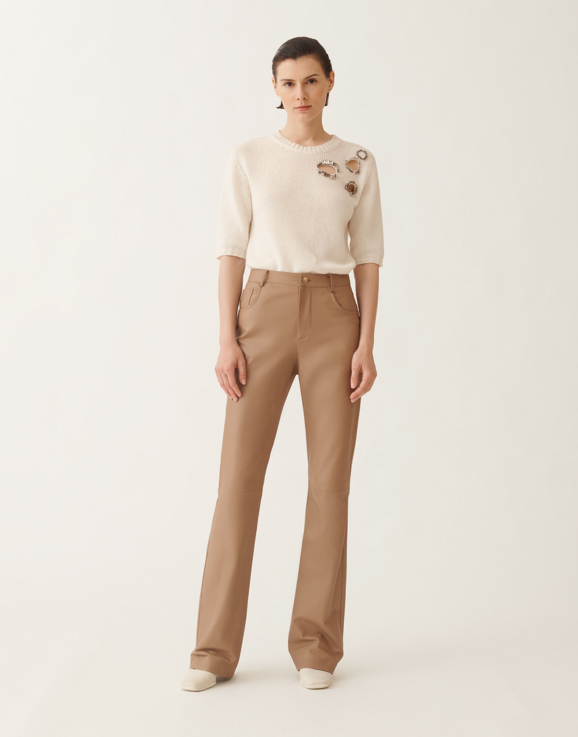 Fabiana Filippi Hose aus Nappaleder, Weide Braun PLD215F274D8960000