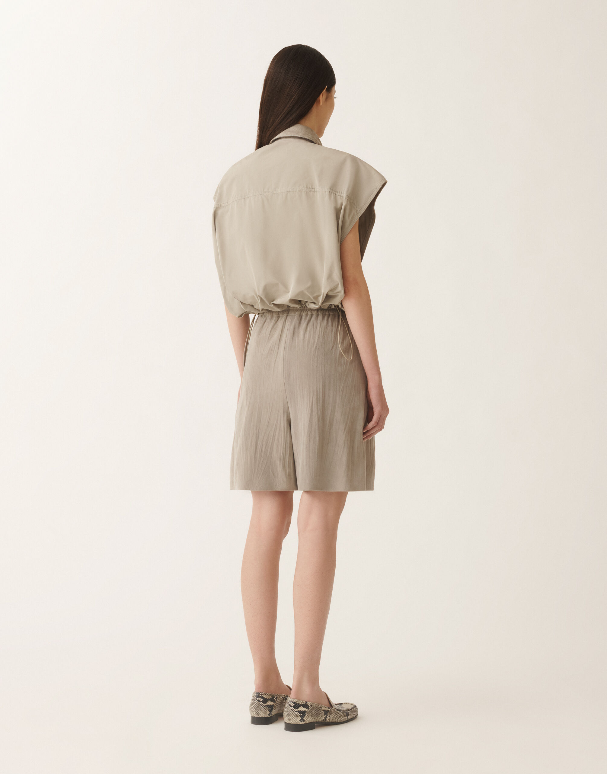 Fabiana Filippi Pleated suede bomber jacket, clay CLAY PLD275F672L3580000