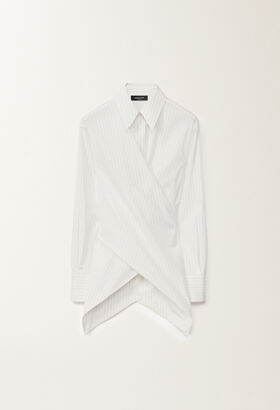 Fabiana Filippi Camicia in popeline rigato, bianco ottico e aloe BIANCO CAD265F346D8250000
