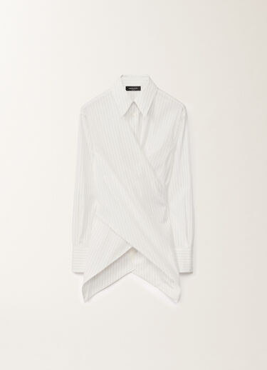Fabiana Filippi Bluse aus gestreifter Popeline, optisches weiß und aloegrün WEISS CAD265F346D8250000