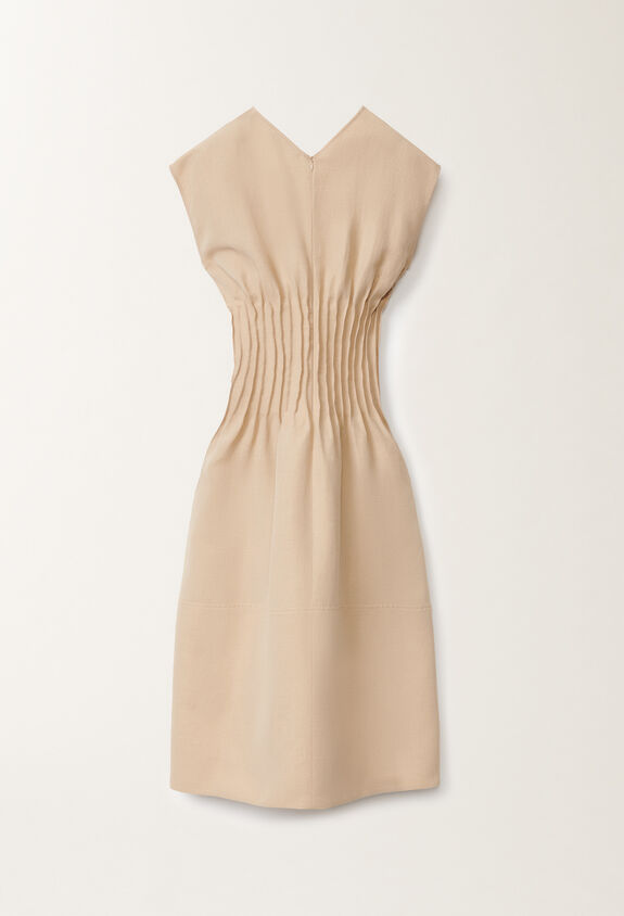Fabiana Filippi Fluid linen and viscose dress, sand ECRU ABD275F639D5440000