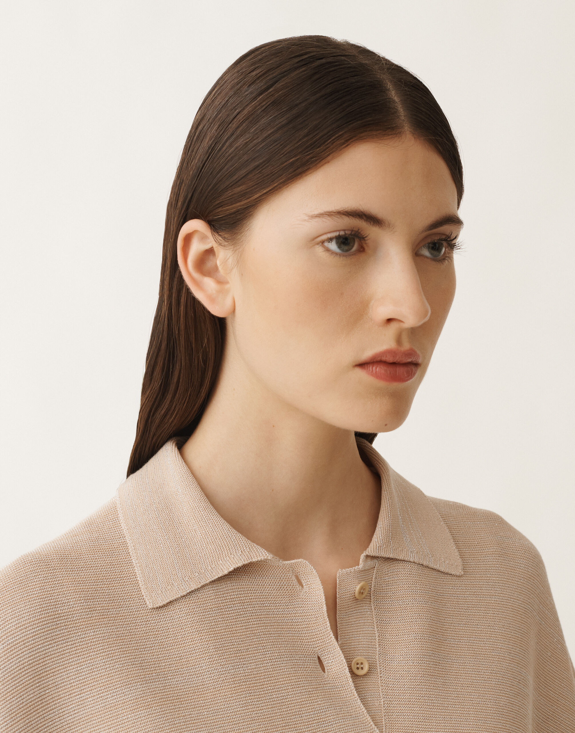 Fabiana Filippi Cotton polo with lurex, sand SAND MAD275F505L2330000