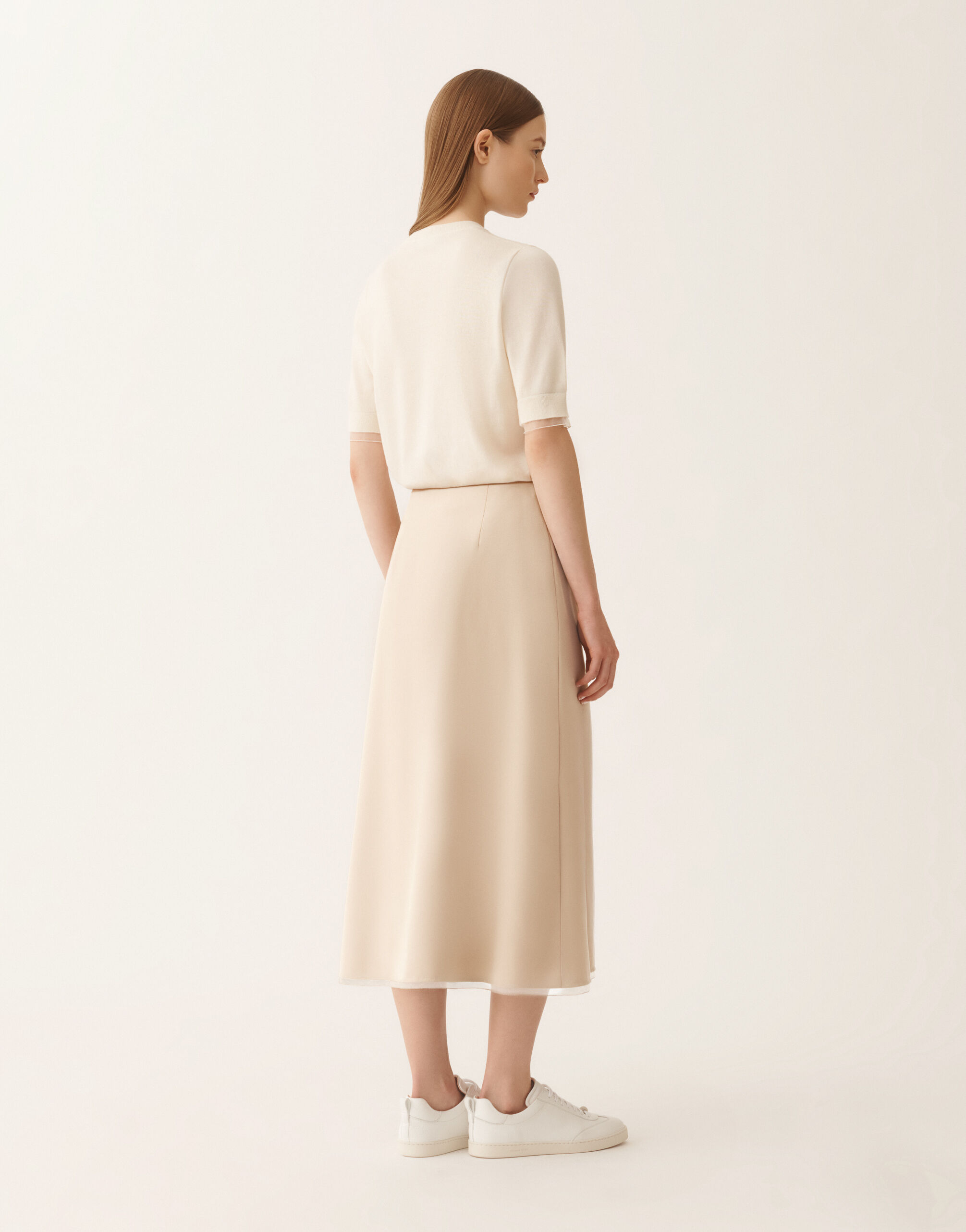 レディースMidi skirt in techno tailoring, nude スカート | Fabiana