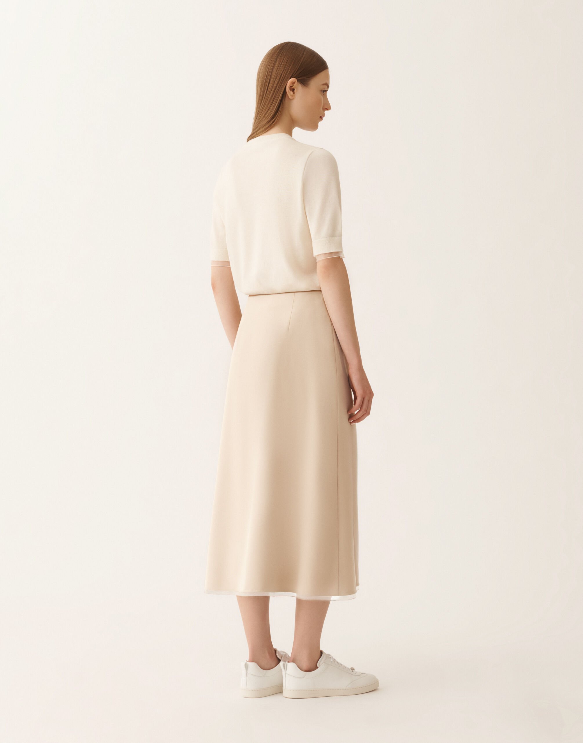 Fabiana Filippi Midi-Rock in Techno-Tailoring, Nude Nude GND266F406L7810000