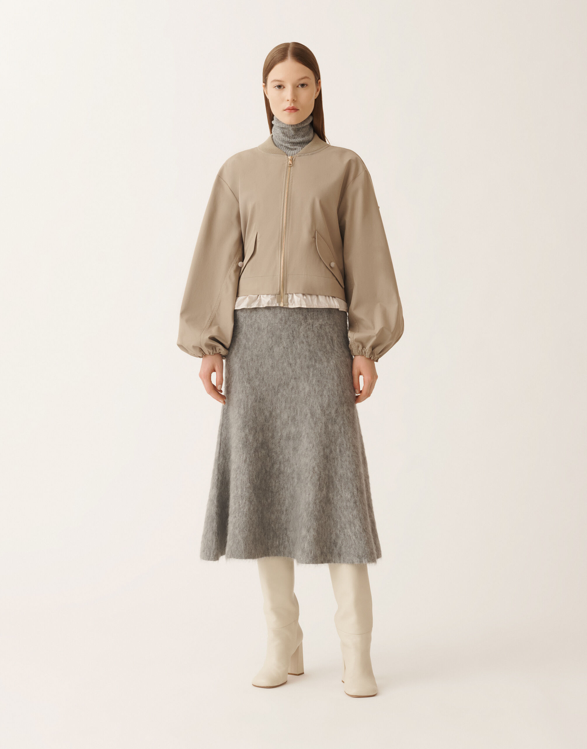 Fabiana Filippi Bomberjacke aus extrafeinem Twill, olivgrün Grün CTD215F225L5260000