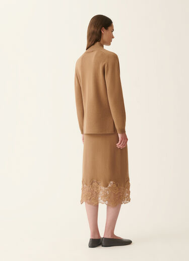Platinum sweater with lace hem, rattan Fabiana Filippi Platinum sweater with lace hem, rattan Rattan MAD226F495M4460000