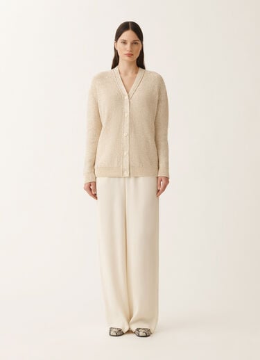Fabiana Filippi Cotton knitted cardigan with sequins, vanilla VANILLA MAD275F555L3310000