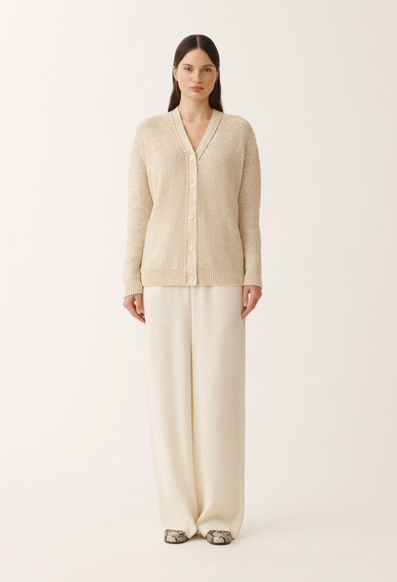 Fabiana Filippi Cardigan in maglia di cotone con paillettes, vaniglia VANIGLIA MAD275F555L3310000