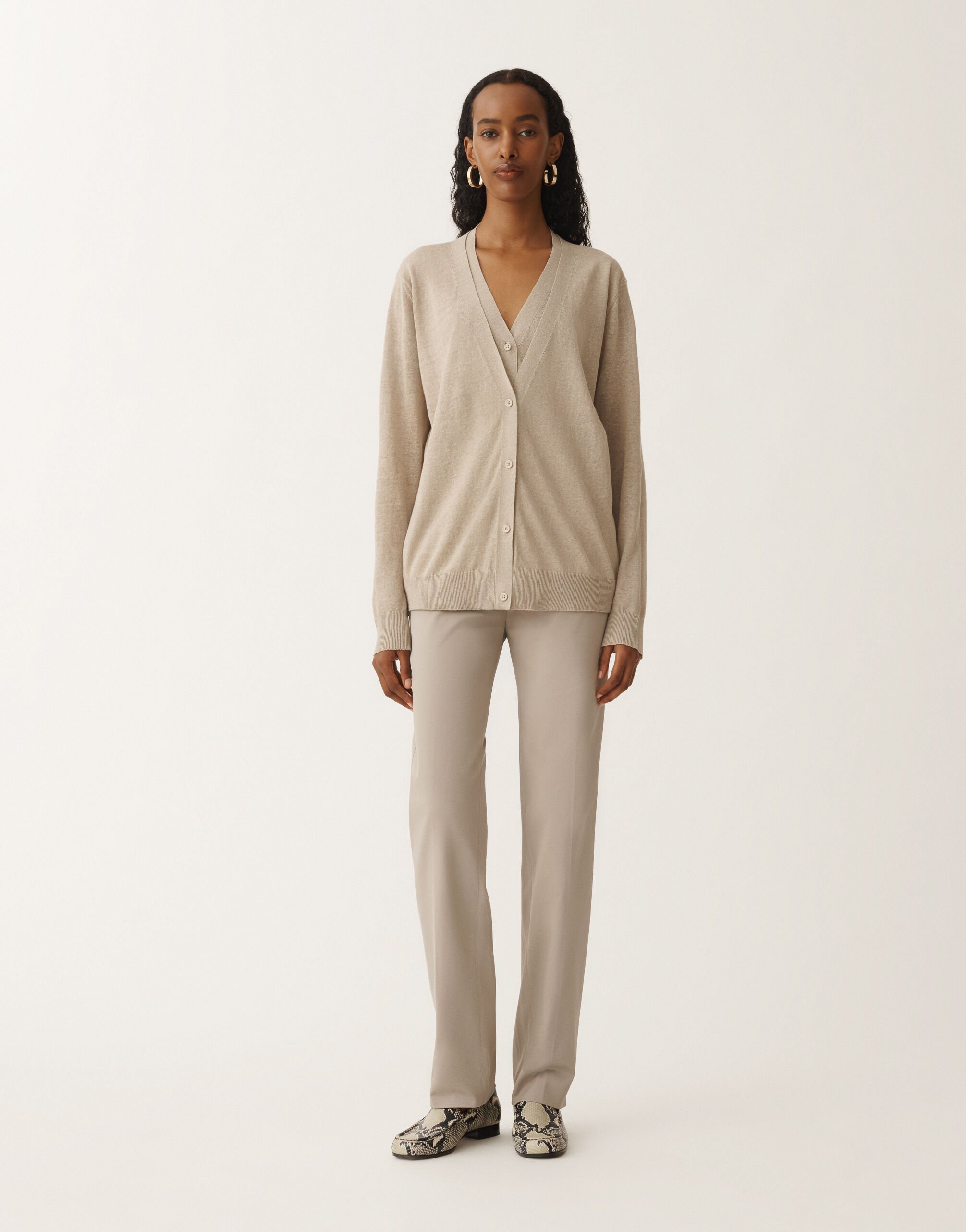 Fabiana Filippi Linen cardigan, greige GREIGE MAD275F339D8560000