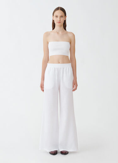 Fabiana Filippi LINEN CLOTH WIDE LEG TROUSERS WITH ELASTIC WAISTBAND OPTICAL WHITE PAD274F284D6610000