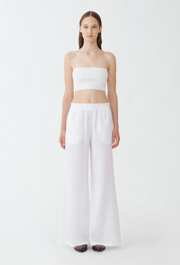 Fabiana Filippi LINEN CLOTH WIDE LEG TROUSERS WITH ELASTIC WAISTBAND OPTICAL WHITE PAD274F284D6610000