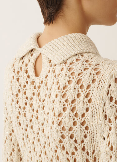 Fabiana Filippi Cotton tape-knit sweater with sequins, butter BUTTER MAD276F557M1020000