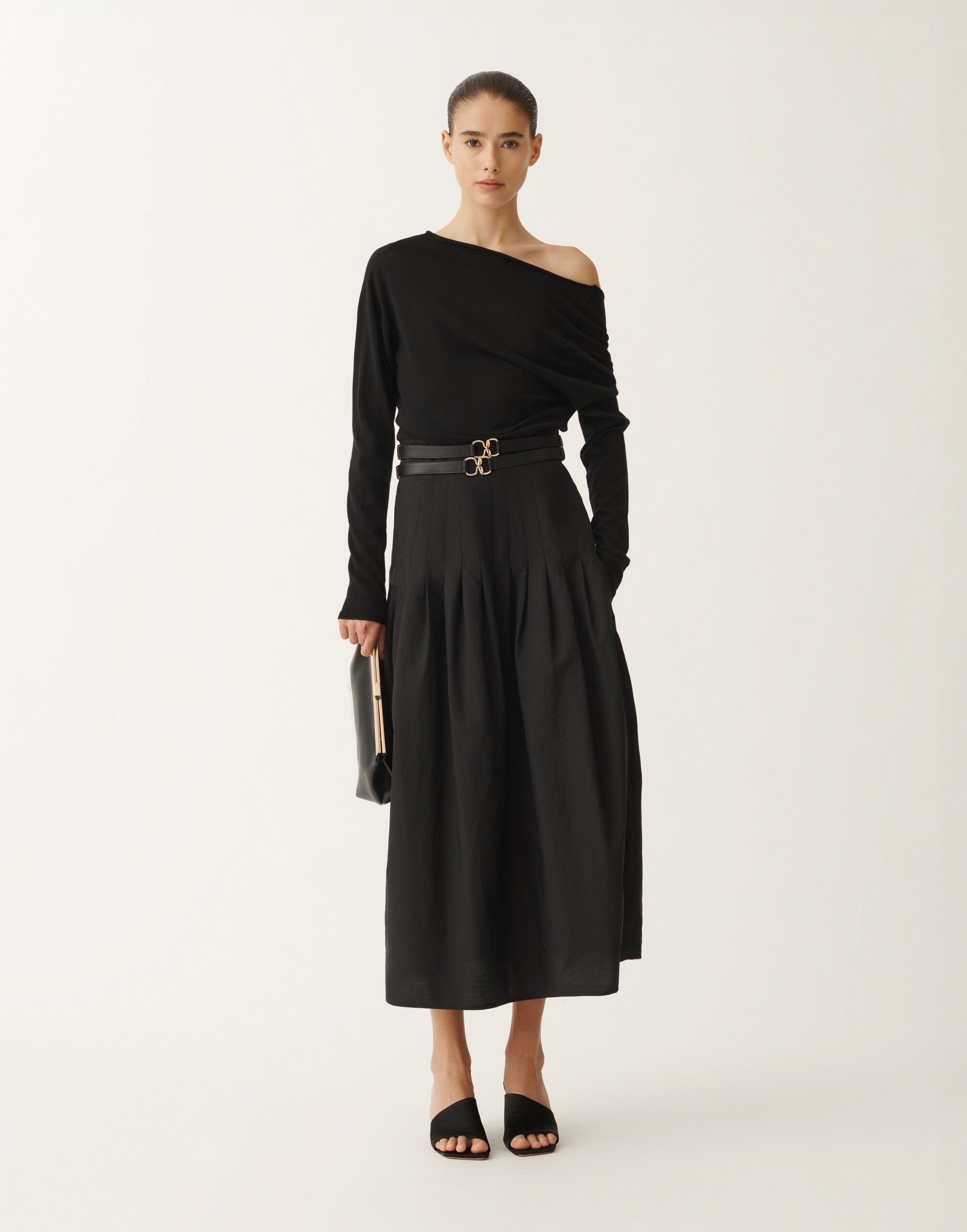 Fabiana Filippi Robe en laine et coton, noir NOIR ABD265F186L1770000