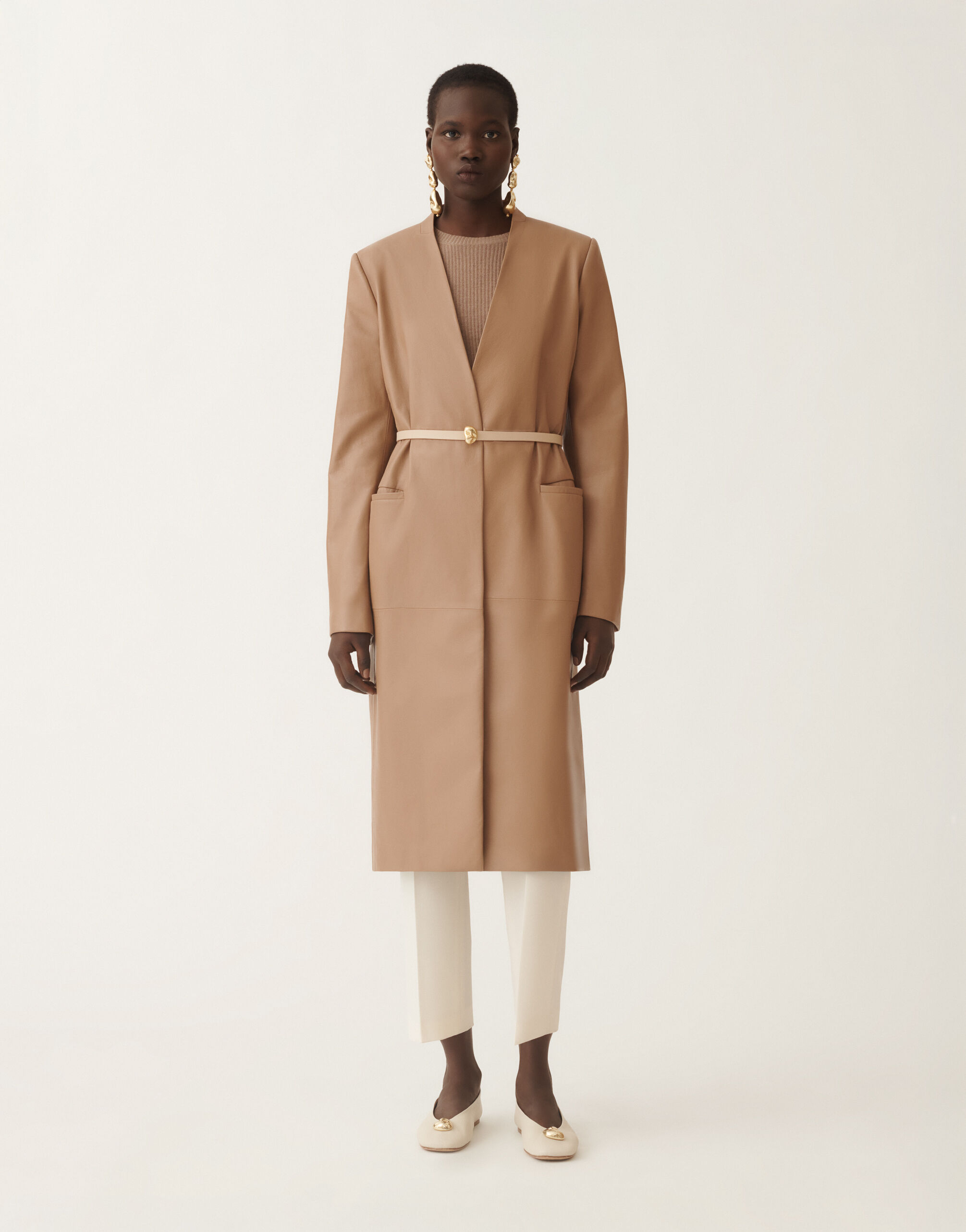 Long nappa leather jacket, wicker for Women | Fabiana Filippi®