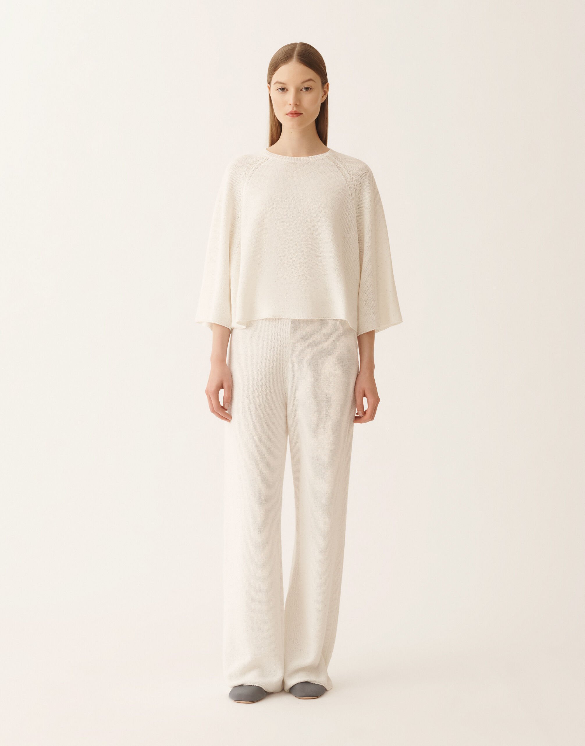 Fabiana Filippi White cotton and linen cape with sequins White MAD266F349D2730000