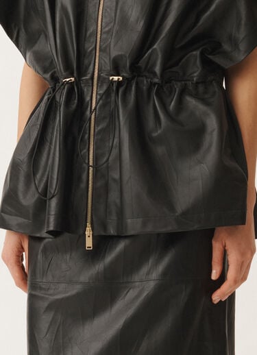 Fabiana Filippi Pleated nappa leather cape, black BLACK PLD265F290L1790000