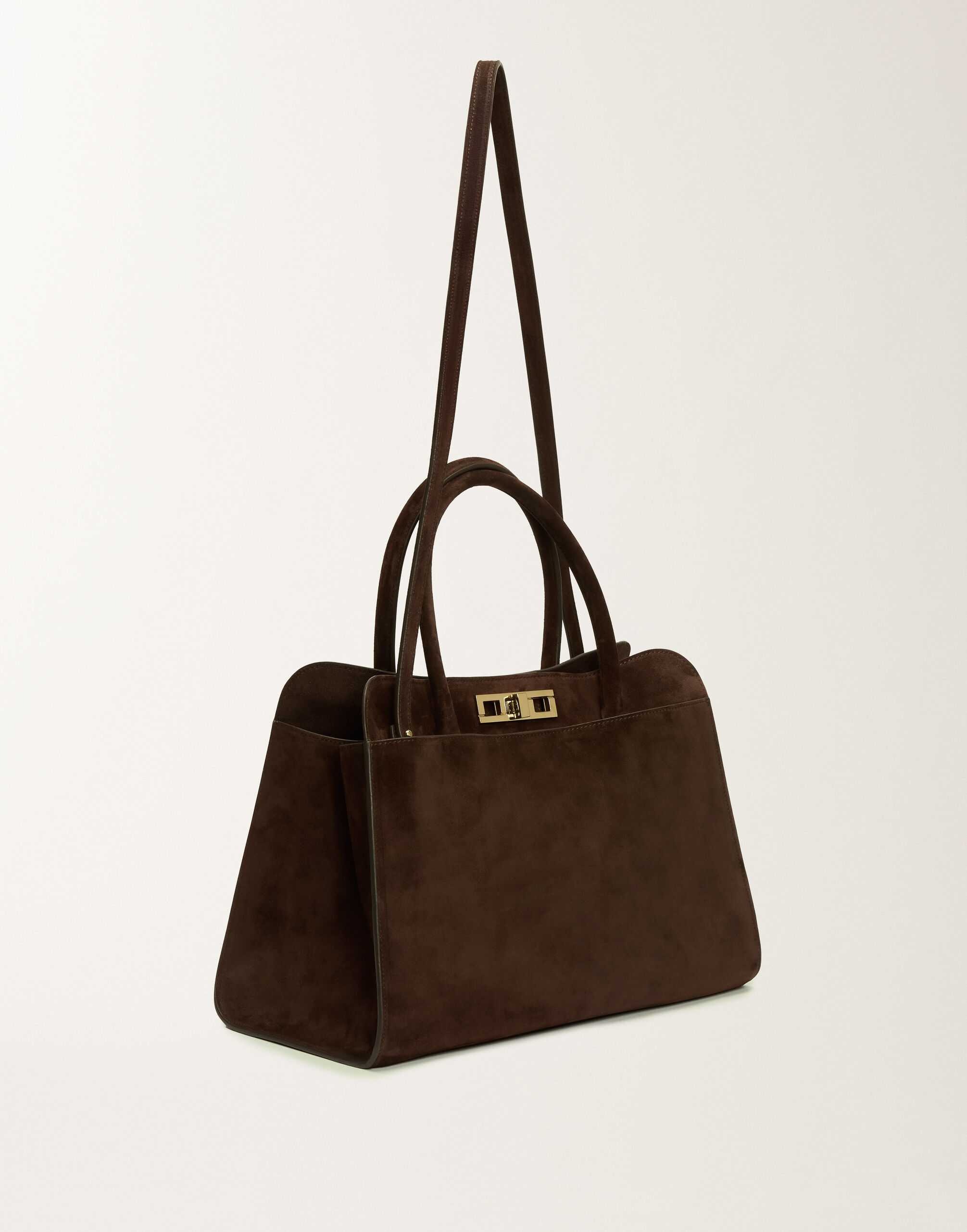 Large suede handbag, ebony for Women | Fabiana Filippi®