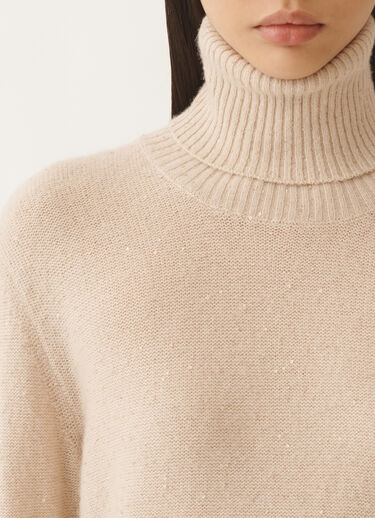 Fabiana Filippi Pullover aus Wolle und Seide mit Pailletten, seilbraun Beige MAD215F066D2960000