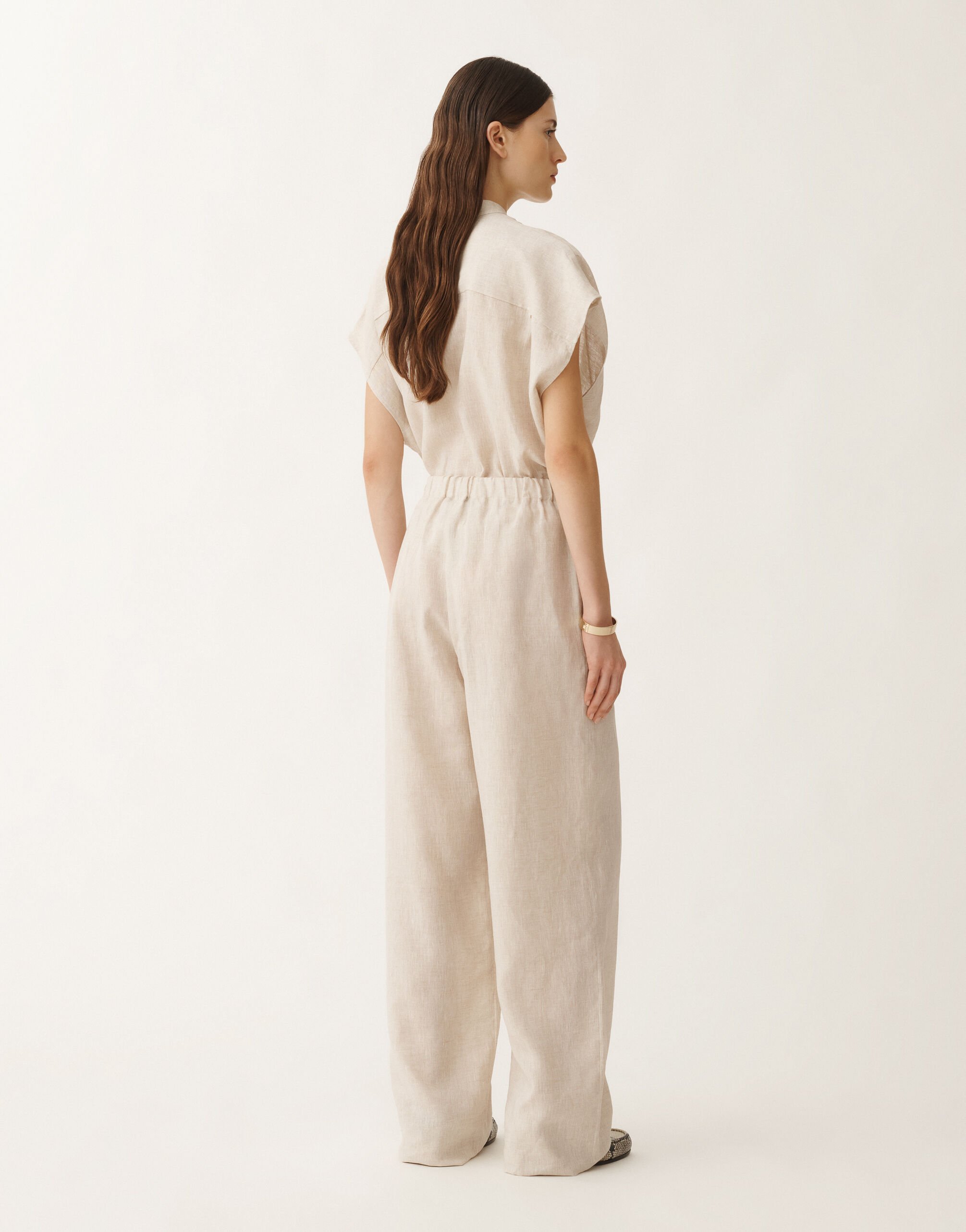 Fabiana Filippi Trevi linen canvas trousers, greige GREIGE PAD275F310D8350000