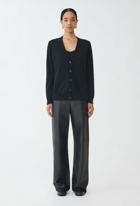 Fabiana Filippi COTTON CARDIGAN WITH SEQUIN THREAD BLACK MAD274F359H4960000