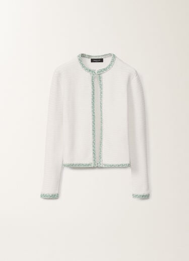 Fabiana Filippi Organic cotton cardigan, optical white and aqua green WHITE/AQUAGREEN MAD275F669L3810000