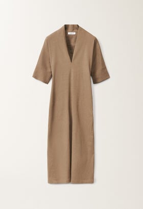 Fabiana Filippi Stretch viscose and linen dress, taupe TAUPE ABDC02F119H5490000