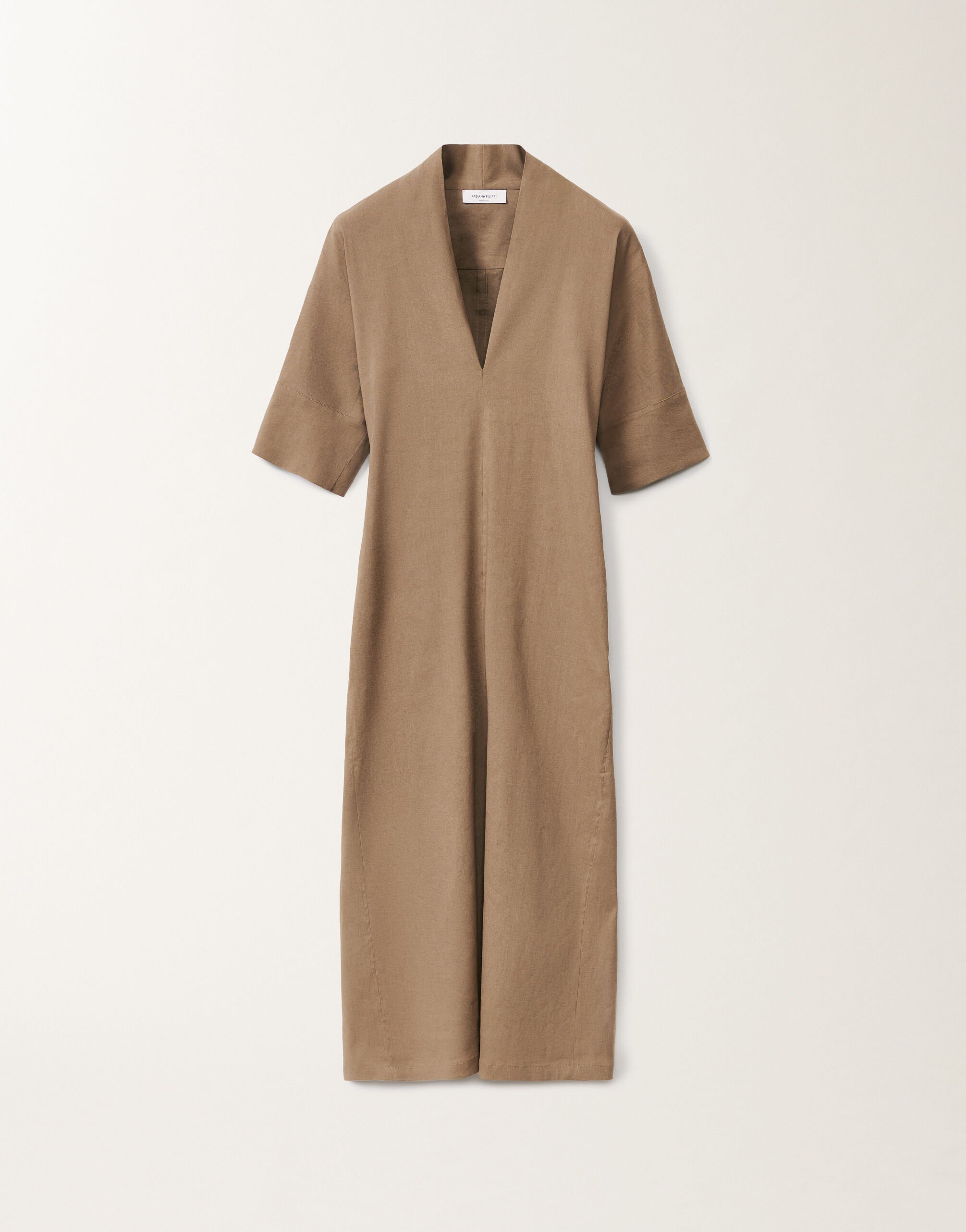 Fabiana Filippi Kleid aus Leinen und Stretch-Viskose, taupe TAUPE ABDC02F119H5490000