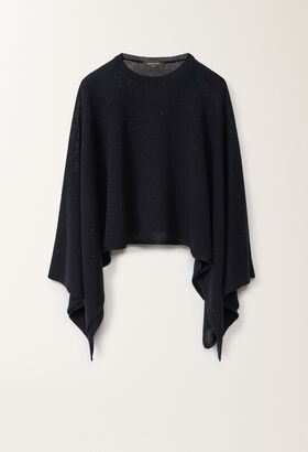 Fabiana Filippi Cotton and linen cape with sequins, midnight blue BLUE MAD275F053D2730000