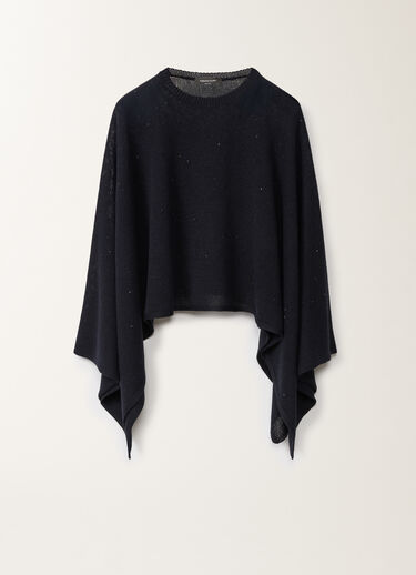 Fabiana Filippi Cotton and linen cape with sequins, midnight blue BLUE SAD275A010D2730000