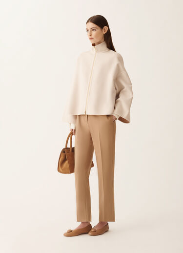 Fabiana Filippi Cropped boxy coat in double wool, kasha BEIGE CTD266F420L7360000
