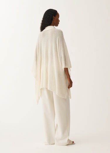 Fabiana Filippi Cape with mohair collar, putty WHITE SAD265A809D8170000