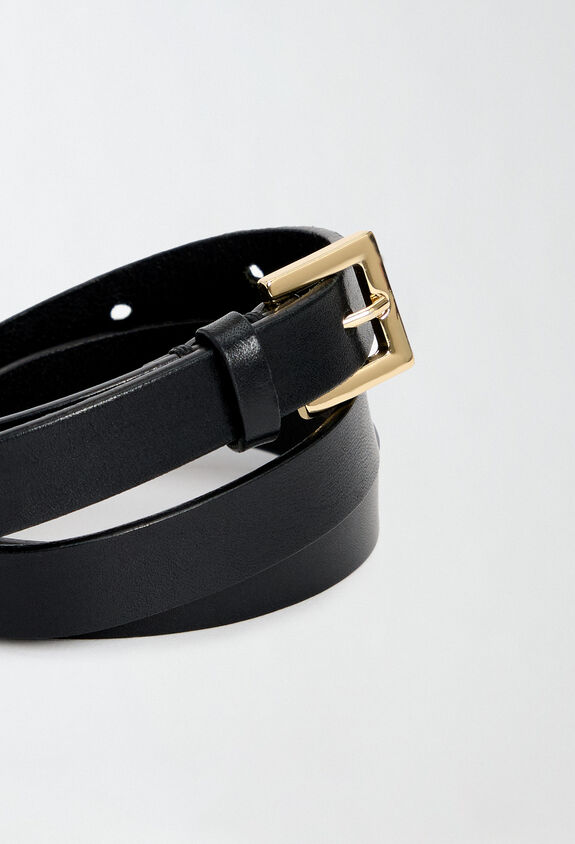 Fabiana Filippi LEATHER MINI BELT WITH SQUARE BUCKLE BLACK AAD224A955L1100000