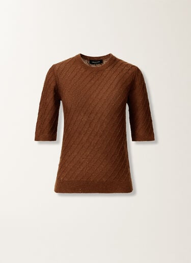 Fabiana Filippi Maglia in lana e seta con paillettes, mogano MARRONE MAD215F110D2960000